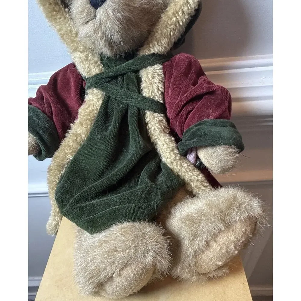 Boyds Bears 12” Teddy Bear Burgundy Winter Coat Hood Scarf Christmas Holiday